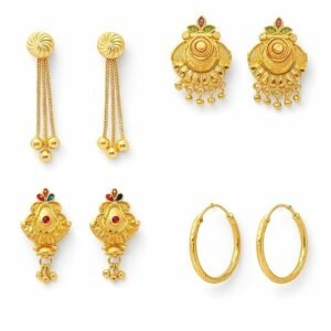 Golden Earrings Combo Pack of 4 Pairs for Women & Girls | Traditional & Modern Gold-Tone Earrings Set | Lightweight Fashion Jewellery