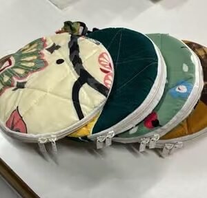 Gulati Prints Present Random Design Quilted Cotton Roti Covers | Insulated Roti Chapati Storage | Reusable Food Warmer Pouch (Set of 4 Round)