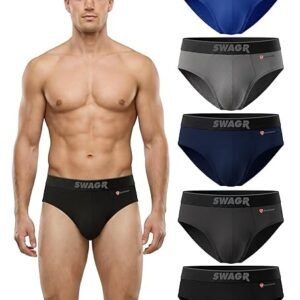 SWAGR 5 Pack Men's Super Combed Cotton Underwear Briefs | Classic TruComfort Fit | Powered by ZincShield Anti-Bacterial Tech | Aerflo Breathability | 4-Way FlexStretch | SOXCO Style SG03