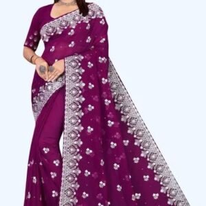 Heavy Embroidery Work With Full (stone) Handwork Saree