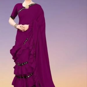 Fancy ruffal bollwood tredition siqwansh lace border saree
