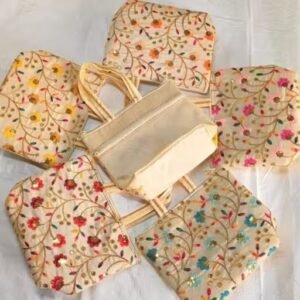 Pack of 6 Hand-Embroidered Pooja Bags - Ethnic Puja Handbag & Temple Bag for Devotional Gifting, Festivals & Pooja Return Gifts (Multi-Color)