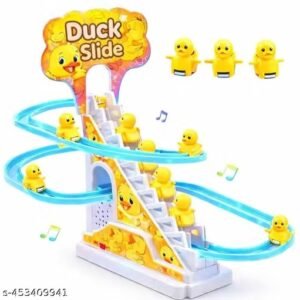 Nafhotoz Smile Duck Musical Stair Climbing Duck Toy with Rolling Ball Track (Multicolor)