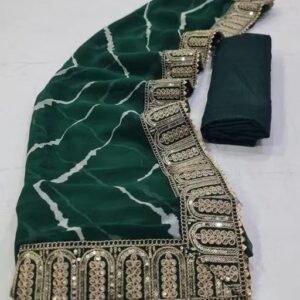 pure georgette beautiful leheriya print designer saree with sequence gota pati lace border saree for wedding and party wear