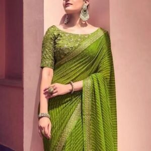 Bandhani Printed saree with Banarasi Lace Border and with unstitched blouse piece New Arrival Latest Georgette Printed Saree Fancy Women's Designer Saree Trending Saree Bollywood Saree daily use saree, fancy saree, naye design of saree nai design of saree