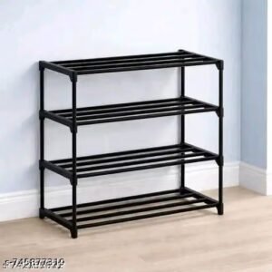 Shoe Rack 4 Shelves Durable and Multipurpose Shoe Rack Shoe Stand Shelf, Plastic Collapsible Shoe Stand (Black, 123 Shelves, DIY(Do-It-Yourself)