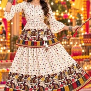 Navratri Special, Yellow Semi-Stitched Lehenga Choli Digital Print, Mirror Work, Umbrella Flair | 2026 Stylish” Best seller Lahenga