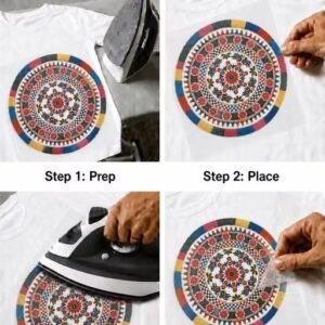 DTF heat transfer stickers pack of 4 pis. ribbon work effect stiker iron on transfer for navratri special,garba,festval,chaniya choli,t-shirt,hoodis, kurti, saree and all fabrics