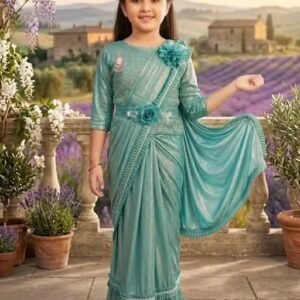 Kids girls saree with ornaments #_ Girls saree style gown # Girls top with saree design bottom lehenga choli# Girls gowns fancy saree design