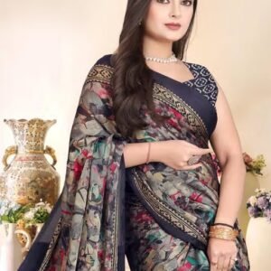 New Graceful Daily Wear Printed Chiffon-Georgette Saree