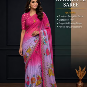 Premium Navratri Special Georgette Saree with Digital Folk Print | Elegant & Flowing Drape | Festive & Party Wear Saree